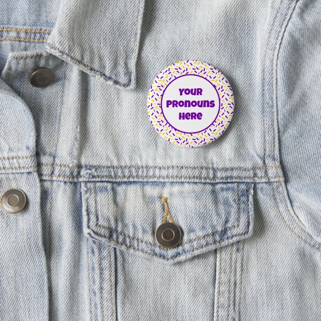 PRONOUNS Rainbow Sprinkles Intersex Pride Flag Button (Beispiel)