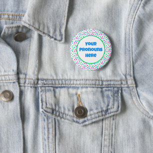PRONOUNS Rainbow Sprinkles Polysexual Pride Flag Button