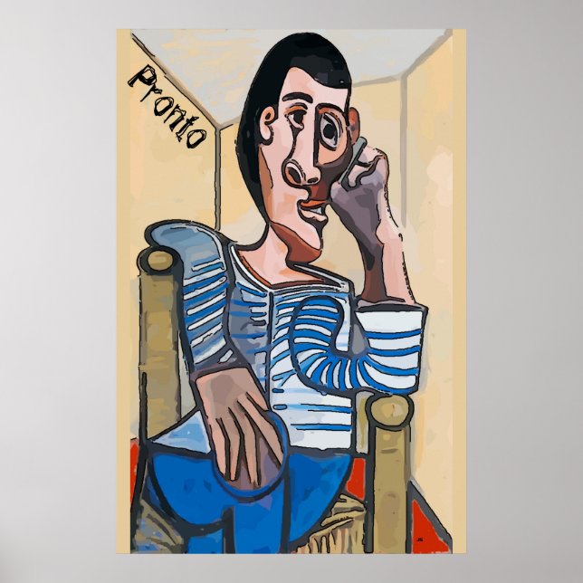 Pronto, Abstrakter Mensch auf Handy, Text bearbeit Poster (Vorne)