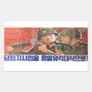 Propaganda für nordkoreanische Soldaten Rechteckiger Aufkleber