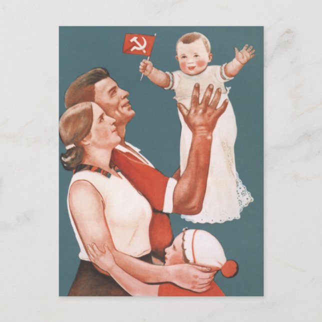 Propaganda-Poster der sowjetischen Familie Postkarte (Vorderseite)