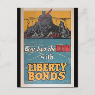 Propagandaposter "Den Hunnen zurückschlagen" Erste Postkarte
