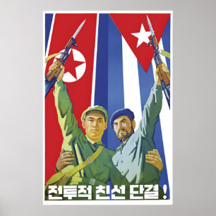 Propagandaposter Kuba & Nordkorea Militanz Poster
