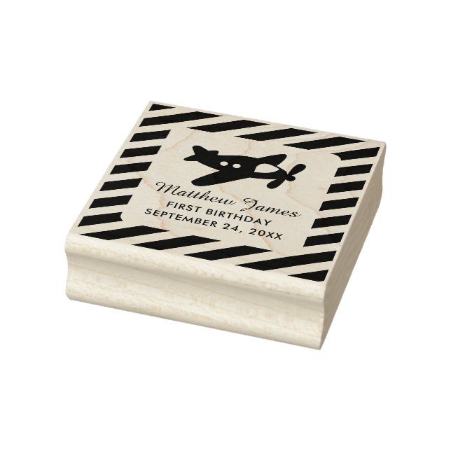 Propeller-Flugzeug mit Streifen | Geburtstag Gummistempel (Stempel)