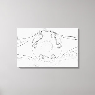 Propellerskizze für Schwarz-Weiß-Flugzeug Leinwanddruck