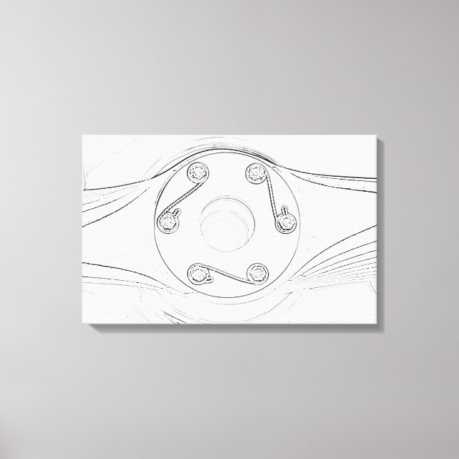 Propellerskizze für Schwarz-Weiß-Flugzeug Leinwanddruck (Vorderseite)