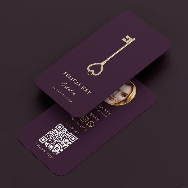Property Manager Luxus Lila Gold Key Realtor Visitenkarte (Property Manager Luxury Purple Gold Key Realtor Business Card
)