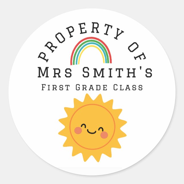 Property Of Classroom Sticker | Smiley Sun School  (Vorderseite)