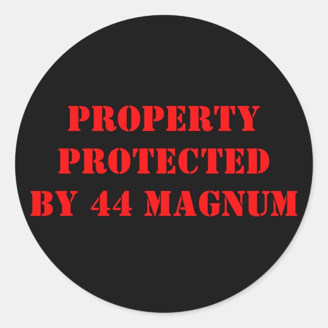 PROPERTYPROTECTEDBY 44 MAGNUM RUNDER AUFKLEBER (Vorderseite)