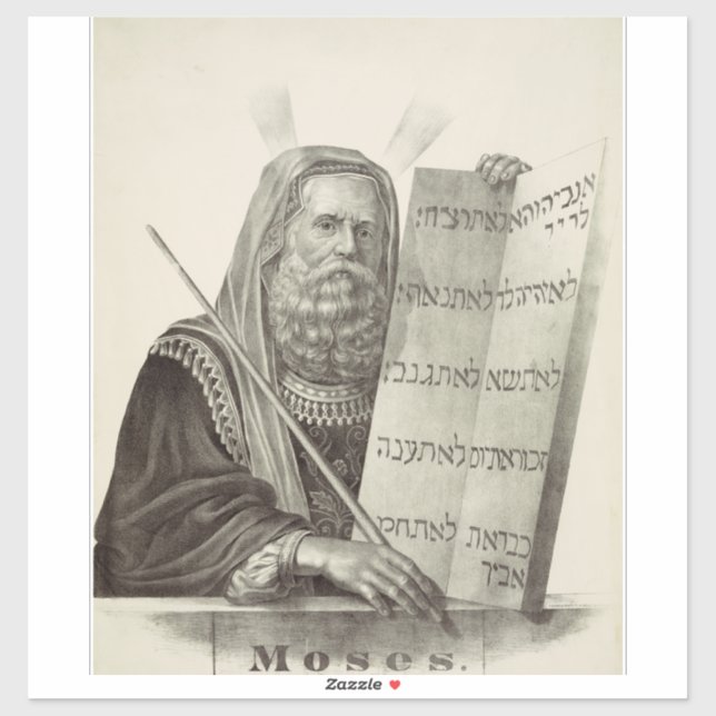 Prophet Mose mit den Tabletten des Gesetzes Aufkleber (Blatt)