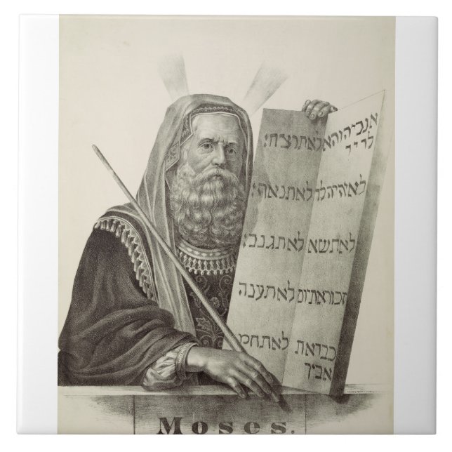 Prophet Mose mit den Tabletten des Gesetzes Fliese (Vorderseite)