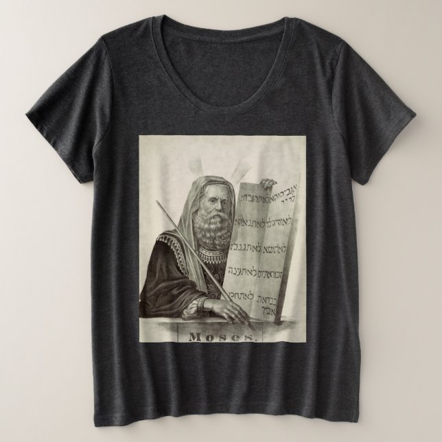 Prophet Mose mit den Tabletten des Gesetzes Große Größe T-Shirt (Design vorne)