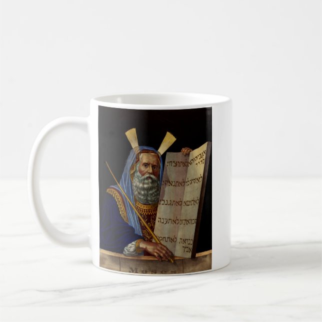 Prophet Mose mit den Tabletten des Gesetzes Kaffeetasse (Links)