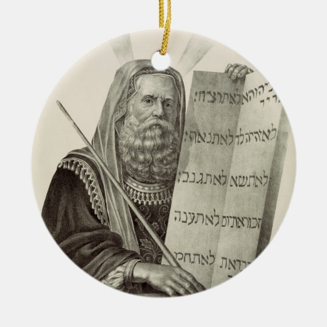 Prophet Mose mit den Tabletten des Gesetzes Keramik Ornament (Vorne)
