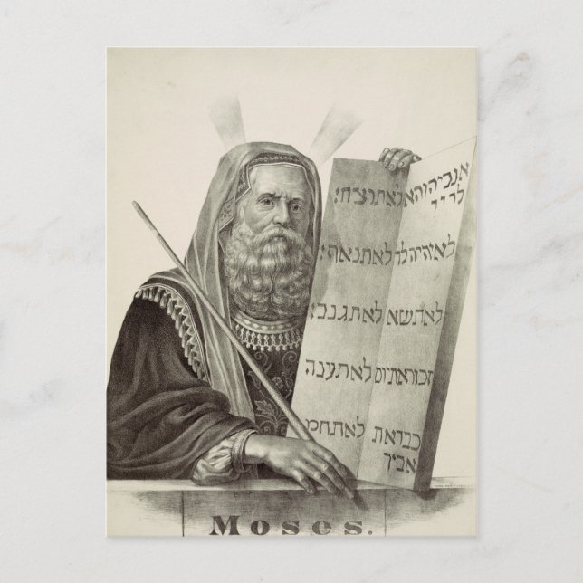 Prophet Mose mit den Tabletten des Gesetzes Postkarte (Vorderseite)