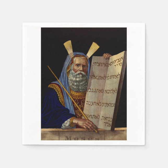 Prophet Mose mit den Tabletten des Gesetzes Serviette (Vorderseite)