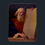 Prophet Moses on Mount Sinai – High-Fidelity Epic  Magnet<br><div class="desc">Add majesty to your interior with this high-fidelity color reproduction of Moses and the Tablets of Testimony. The artwork masterfully captures the contrast between the harsh desert wilderness and the supernatural glow of the Divine Presence. The composition focuses on the prophet’s resolute eyes and the stone slabs that symbolize the...</div>