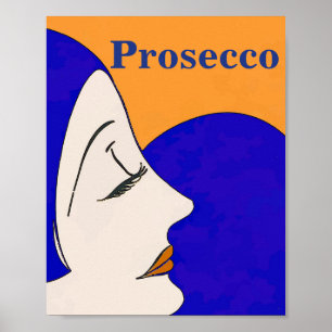 Prosecco, Abstraktes Frauengesichtsgestempel Poster