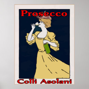 Prosecco, Frau mit Glas Poster