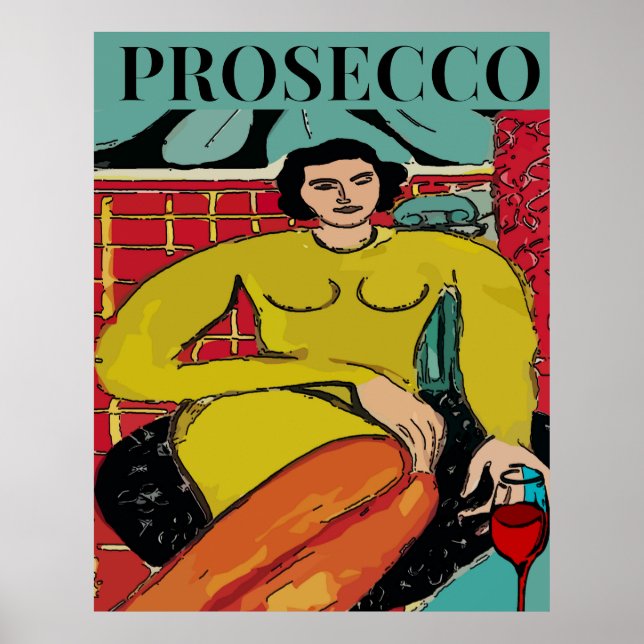 Prosecco-Frau, Wein Poster (Vorne)