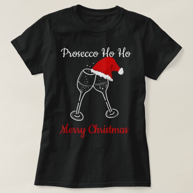 Prosecco Ho Weihnachts-Party Weihnachtsmannmütze T-Shirt (Design vorne)