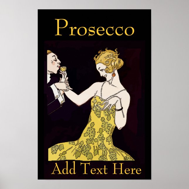 Prosecco, Jahrgangspaar, Text hinzufügen, Poster (Vorne)