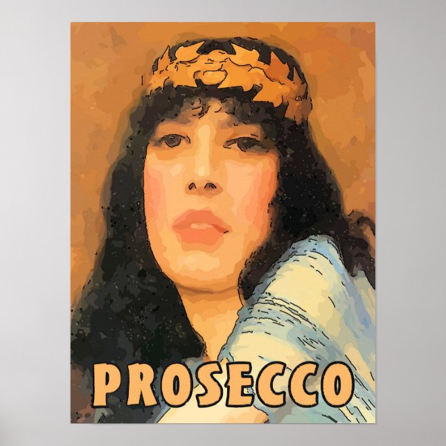 Prosecco Klassische Frau, Vintager Stil Poster (Vorne)
