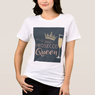 Prosecco-Königin – Funkelnde Krone & Champagner Tri-Blend Shirt