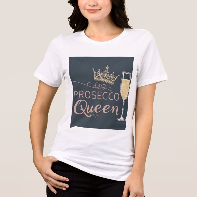 Prosecco-Königin – Funkelnde Krone & Champagner  Tri-Blend Shirt (Vorderseite)