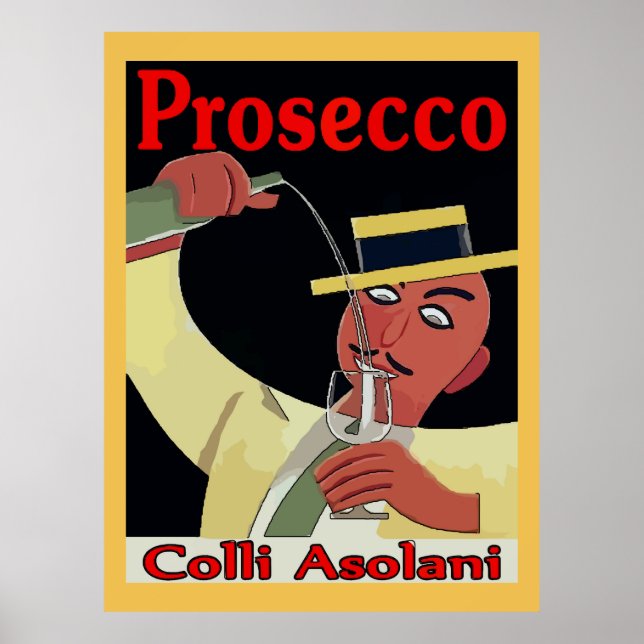 Prosecco, Man with Glass Poster (Vorne)