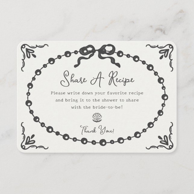 Prosecco Pearl Coquette Bow Beipacken eines Rezept Begleitkarte (Vorderseite)