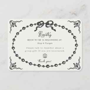 Prosecco Pearl Coquette Bow Gift Registry Beilage Begleitkarte