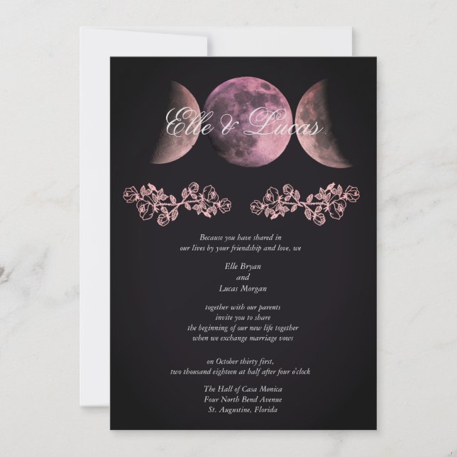 Prosecco Triple Moon Wedding Einladung (Vorderseite)