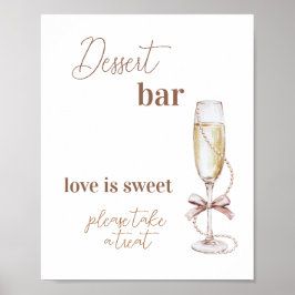 Prosecco und Perlen Brautparty Dessert Bar Poster