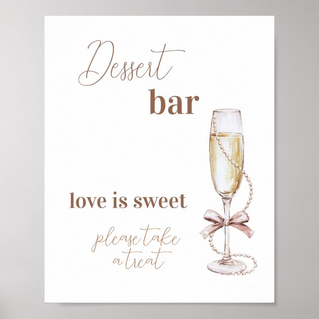 Prosecco und Perlen Brautparty Dessert Bar Poster (Vorne)