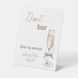 Prosecco und Perlen Brautparty Dessert Bar Sockelschild