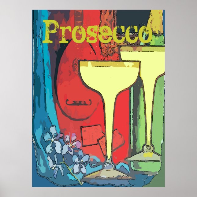 Prosecco, Weinglas, Text bearbeiten Poster (Vorne)