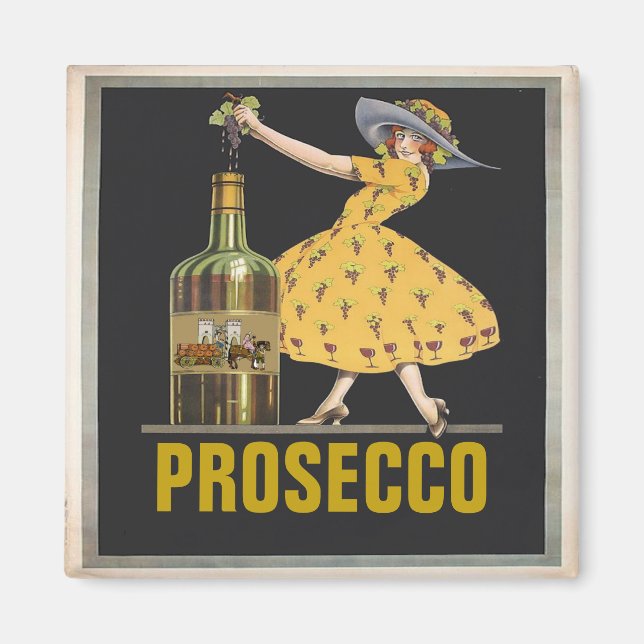 Prosecco, Weinmädchen, Text bearbeiten Magnet (Vorne)
