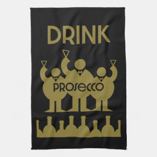 Prosecco Weintrinker Geschirrtuch