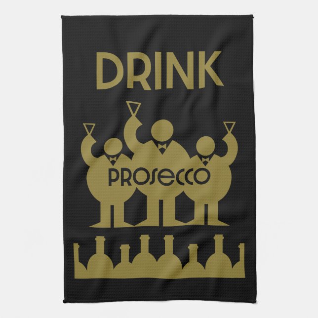 Prosecco Weintrinker Geschirrtuch (Vertikal)