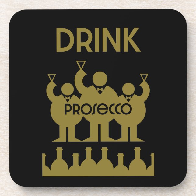 Prosecco Weintrinker Getränkeuntersetzer (Vorderseite)