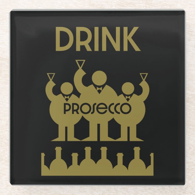 Prosecco Weintrinker Glasuntersetzer (Vorderseite)