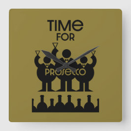 Prosecco Weintrinker Quadratische Wanduhr