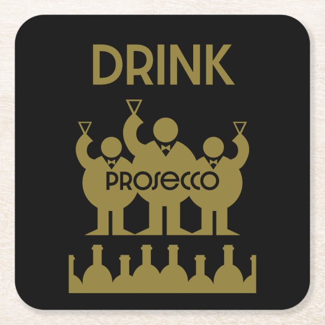 Prosecco Weintrinker Rechteckiger Pappuntersetzer (Vorderseite)