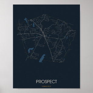 Prospect, Connecticut-Straßenkarte Poster (Nacht)