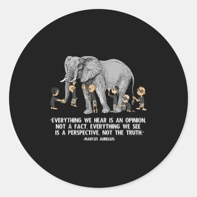 Prospektivquote Marcus Aurelius Elephant Illustr Runder Aufkleber (Vorderseite)