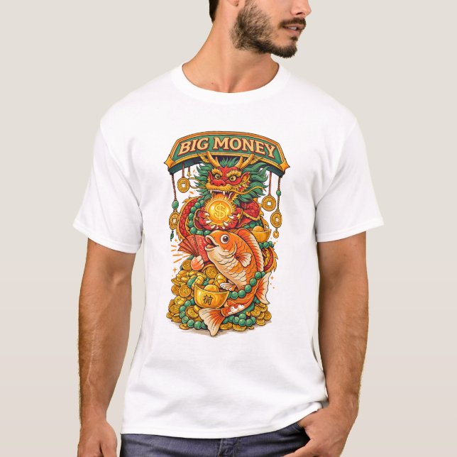 Prosperity-Drache Koi T-Shirt (Vorderseite)