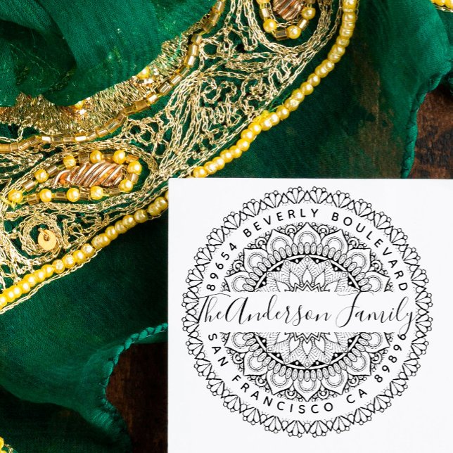 Prosperity Mandala Custom Rücksendeadresse Gummistempel (Von Creator hochgeladen)