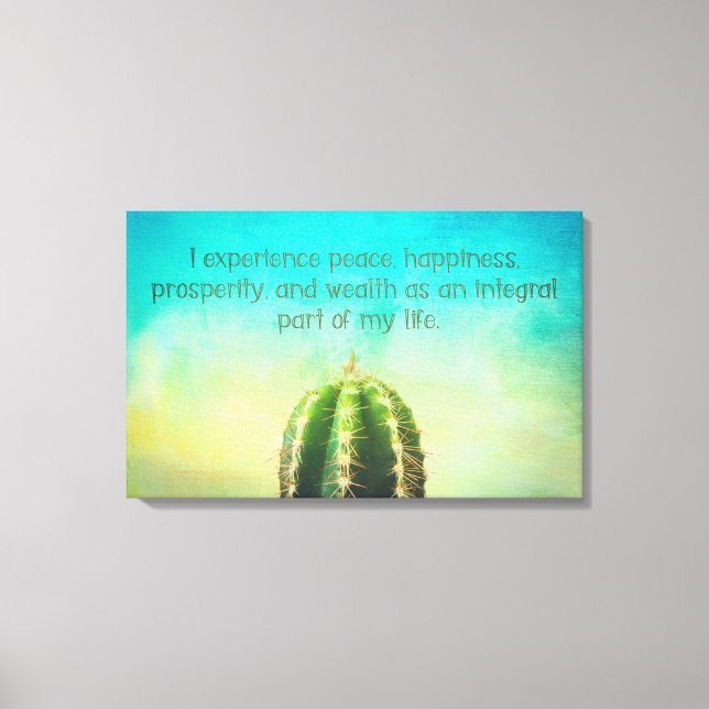 Prosperity Mantra Cactus Canvas Print Leinwanddruck (Vorderseite)