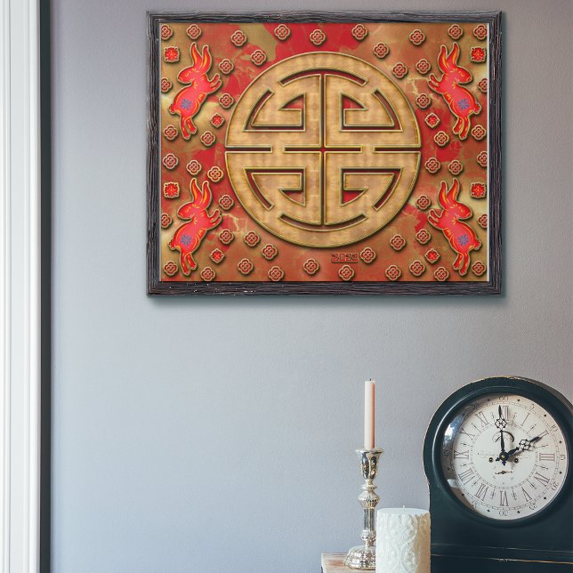 Prosperity Red Gold Rabbit 2023 Chinesisches Neuja Poster (Von Creator hochgeladen)